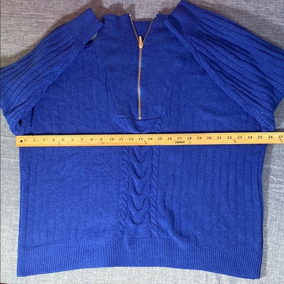 St. John’s Bay Royal Blue Women's 2X Quarter Zip Pullover Sweater Knit Mock Neck - Picture 6 of 10